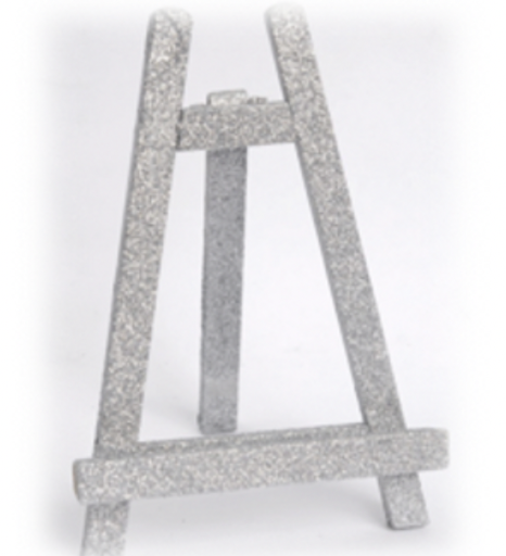 Chevalet Menu gris pailleté 18 cm