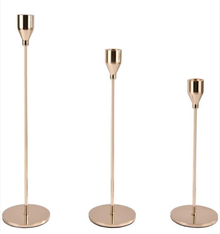 Lot de 3 Bougeoirs or