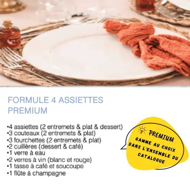 Formule 4 assiettes PREMIUM (Prix HT)  