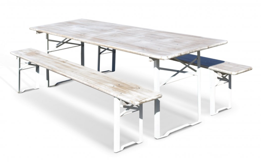 [MT4008] Table brasserie blanc vieilli